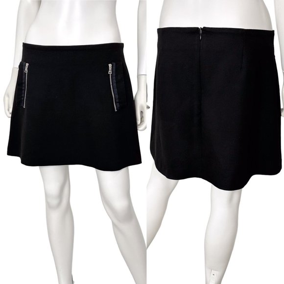 Zara Basic A-Line Mini Skirt Zip Front Pockets in Black Women’s Size M - Picture 1 of 10